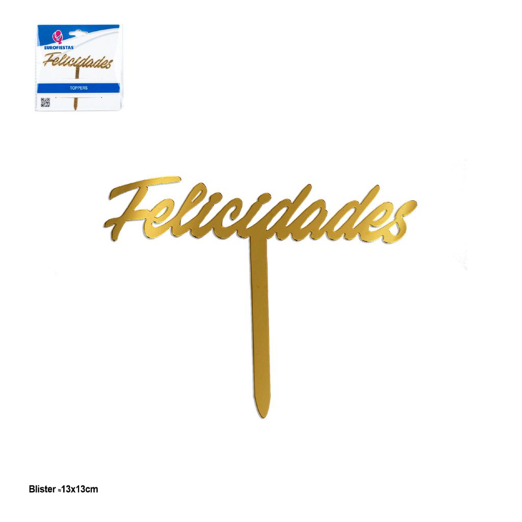 Topper Letras Felicidades Dorado Fino 11 x 9 cm