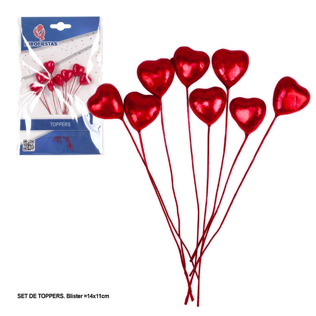 Set Toppers Corazones 8 uds