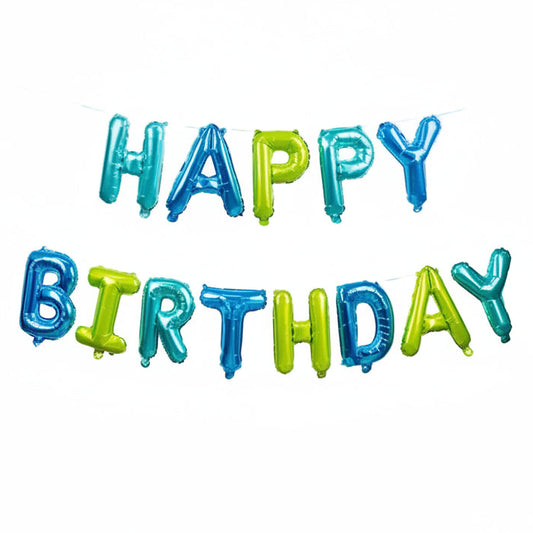 Globos Foil con Letras 'Happy Birthday' 16"-Azul/ Verdoso