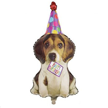 Globo Foil Perro con Gorro de Cumpleaños 36.5×77 cm