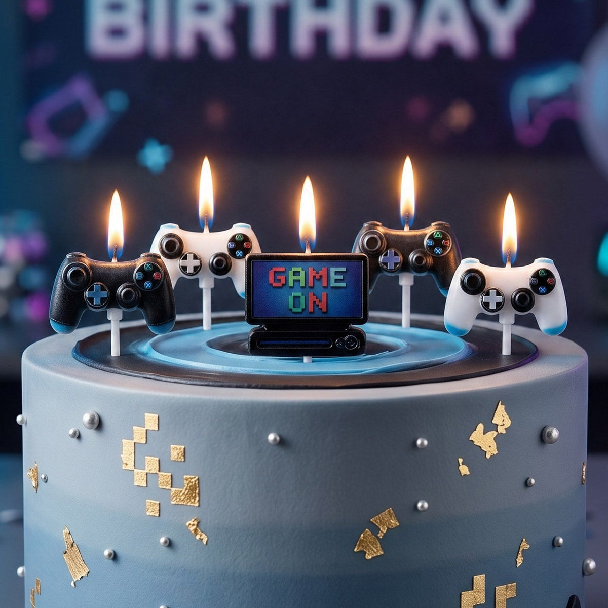 Velas Gamer Mandos y Pantalla Game On 3,5 x 4 cm 5 uds