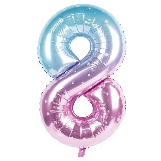 Globo Foil Número Gigante Galaxia Rosa y Azul 100 cm (40")