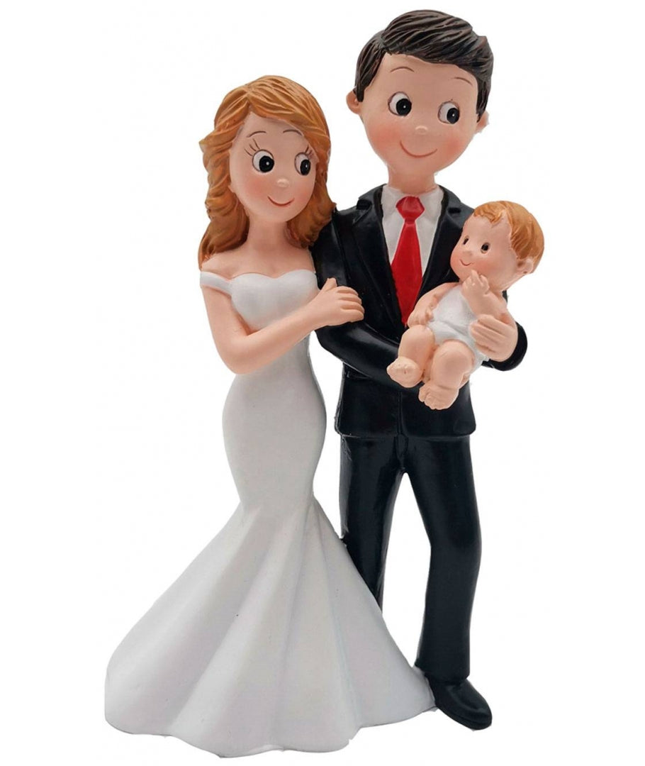Figura Tarta Boda Novios con Bebé 15 cm