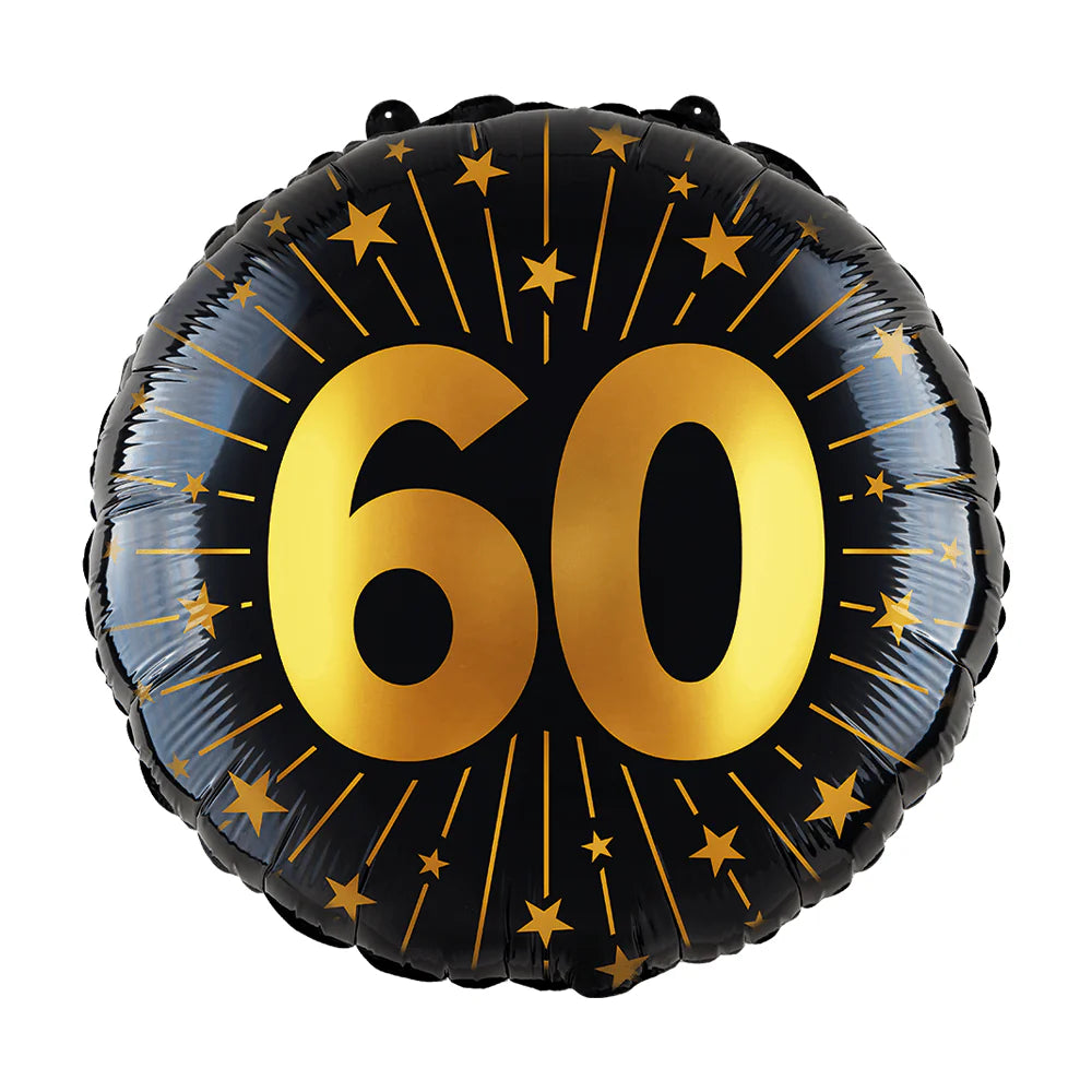 Globo Foil Número Negro y Dorado 46 cm – 15, 18, 50, 60, 65, 70, 75, 80, 85, 90, 95, 100 Años