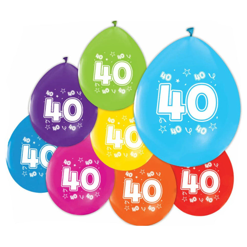 Set de Globos Latex Multicolor Cumpleaños 40 50 60 70 80 90 años 8 uds