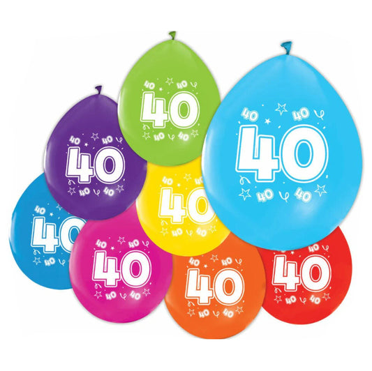 Set de Globos Latex Multicolor Cumpleaños 40 50 60 70 80 90 años 8 uds