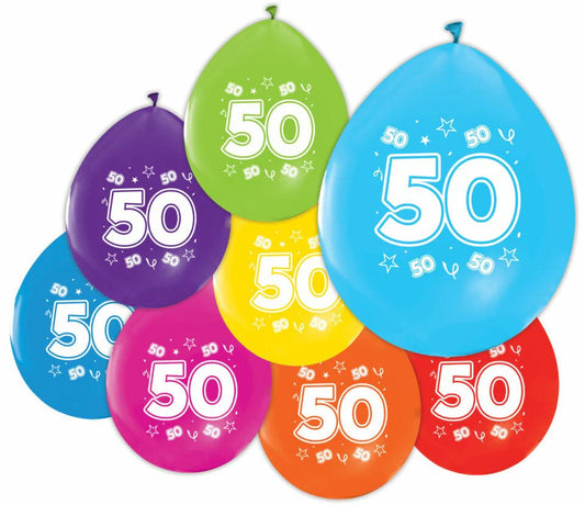 Set de Globos Latex Multicolor Cumpleaños 40 50 60 70 80 90 años 8 uds
