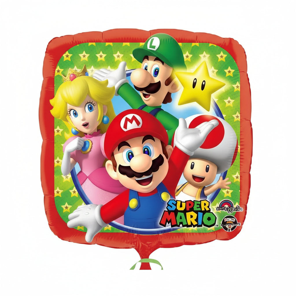 Globo Foil Super Mario Cuadrado Metalizado 45cm
