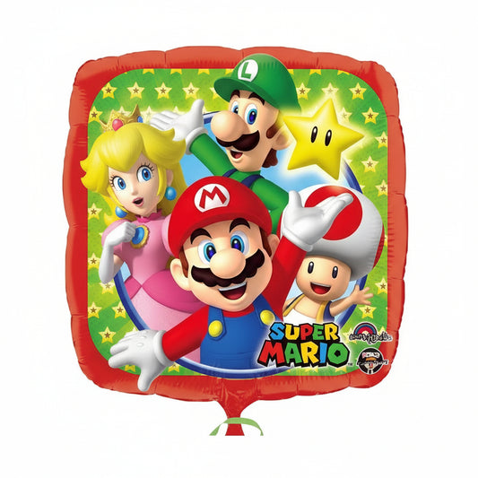 Globo Foil Super Mario Cuadrado Metalizado 45cm