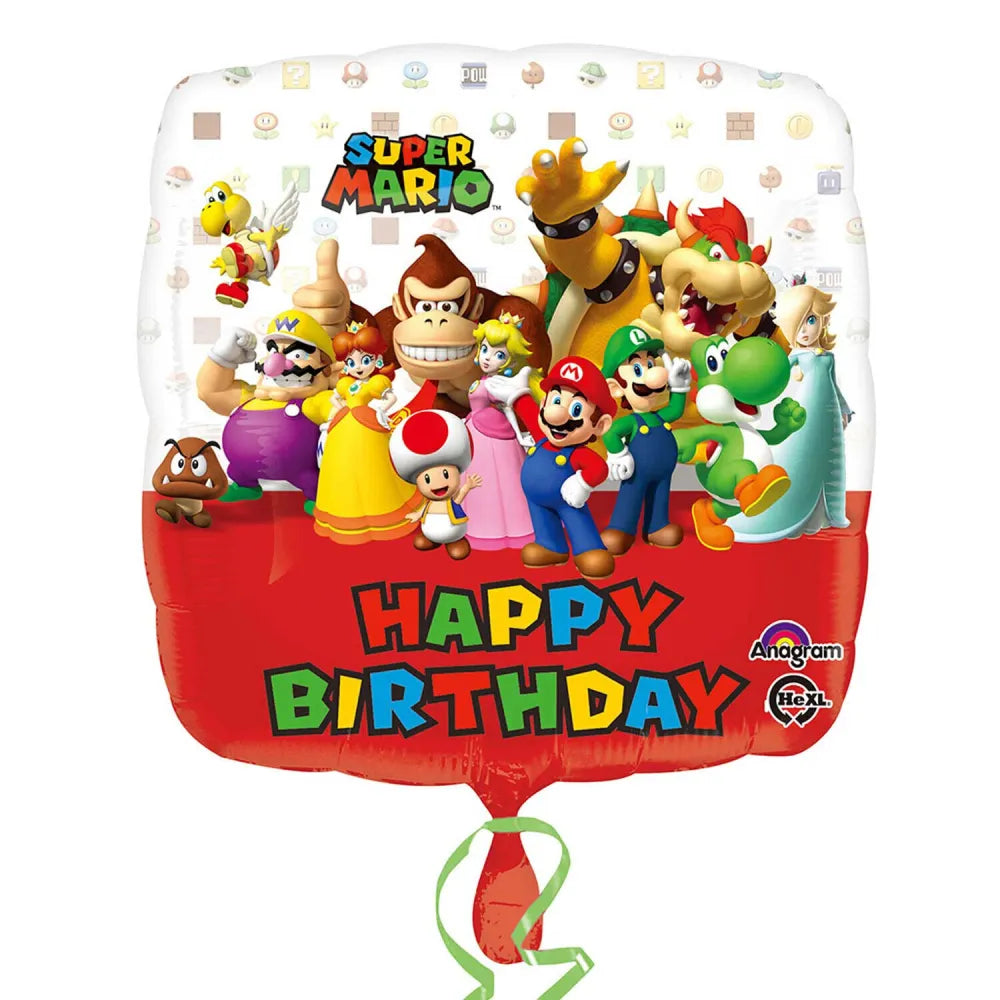 Globo Foil Super Mario Happy Birthday 43cm