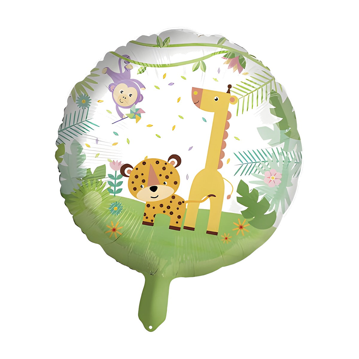Globo Foil Redondo Jirafa y Leopardo 45 cm