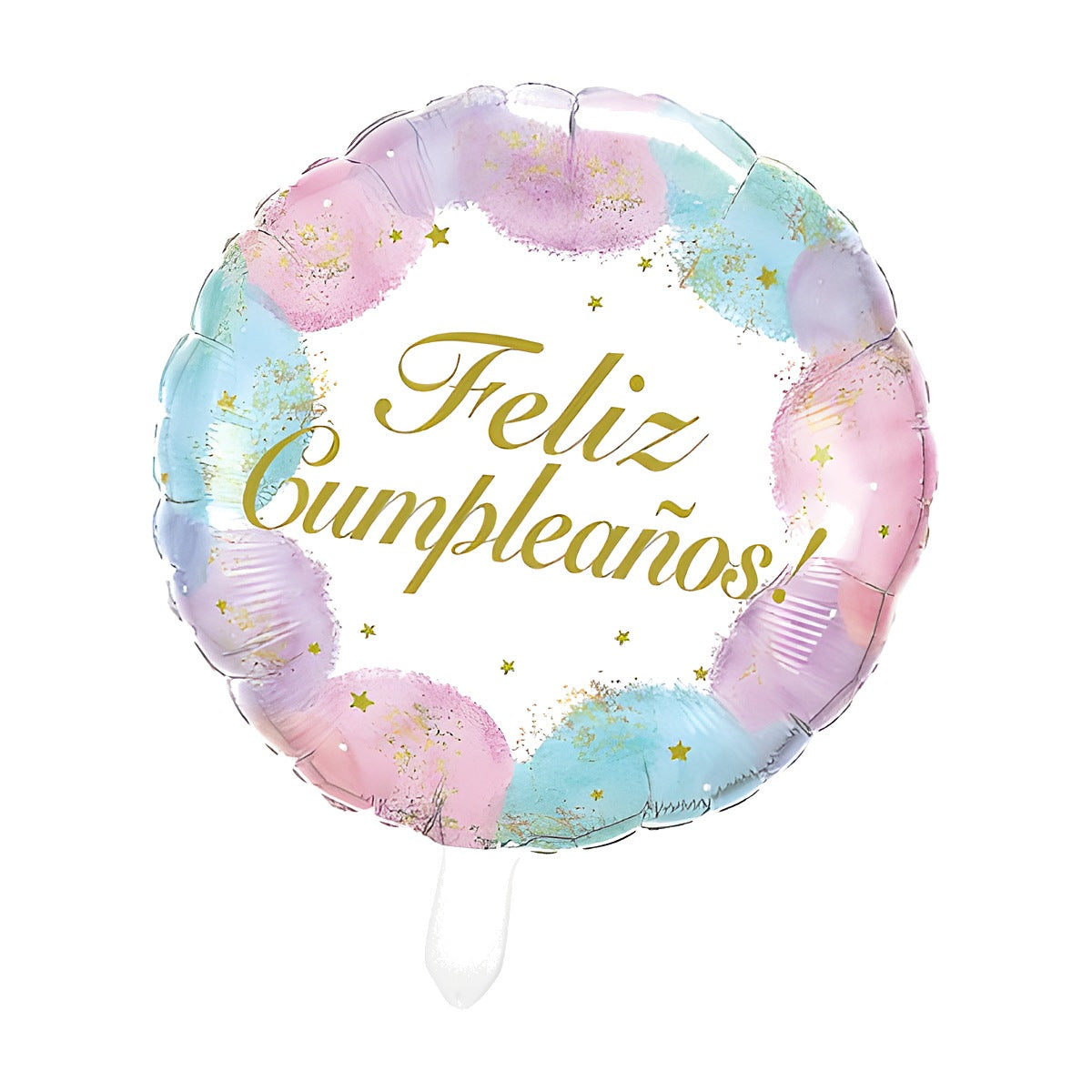 Globo Foil Redondo Feliz Cumpleaños Acuarela 45 cm