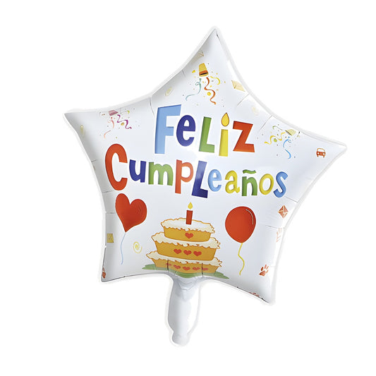 Globo Foil Estrella Feliz Cumpleaños Tarta 45 cm