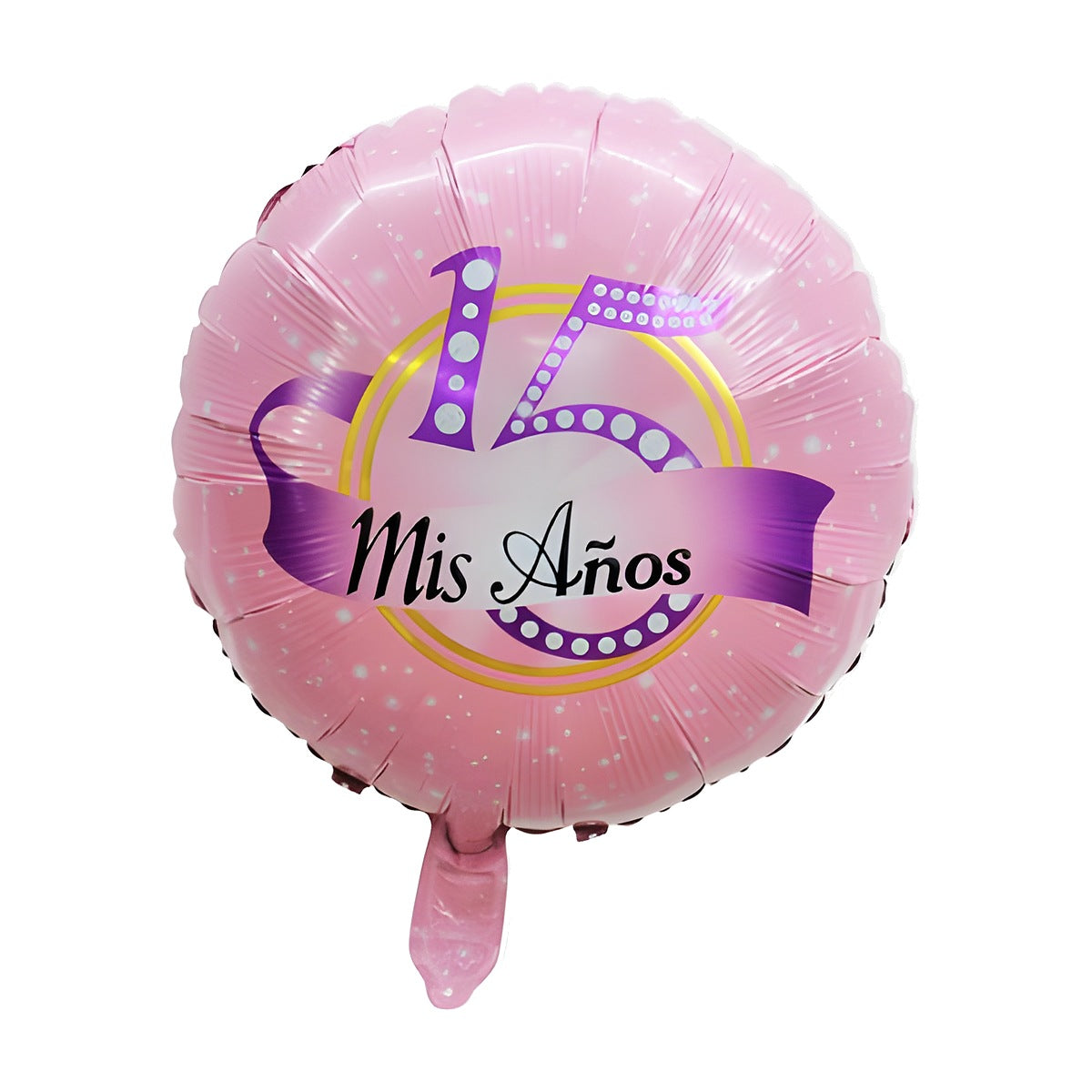 Globo Foil Redondo Mis 15 Años Rosa con Banda 45 cm