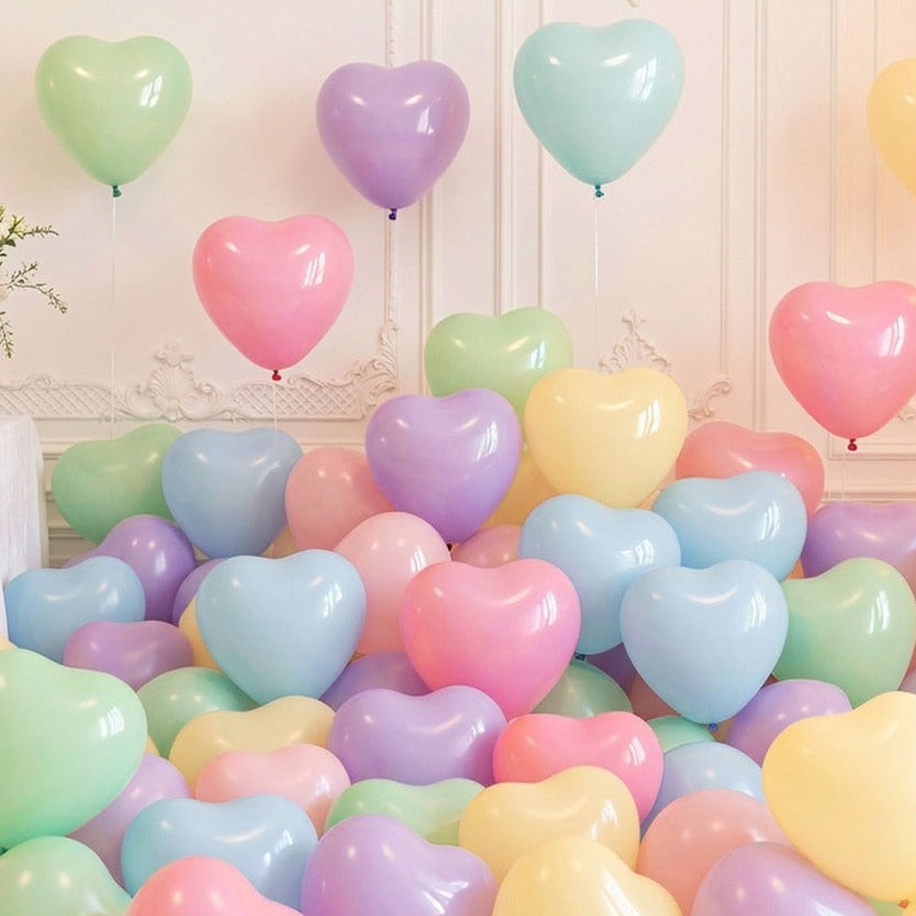 Globos Corazón de Látex Pastel Surtido 25 cm 50 uds