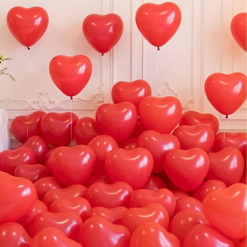 Globos Corazón de Látex Rojo 25 cm 50 uds