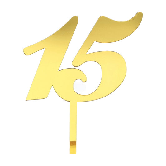 Topper Acrílico Número 15 Dorado