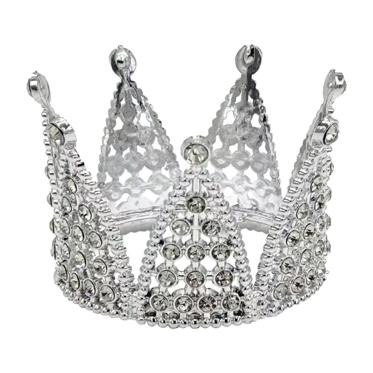 Decoración Tartas Corona con Diamantes 7,5 cm - Plata