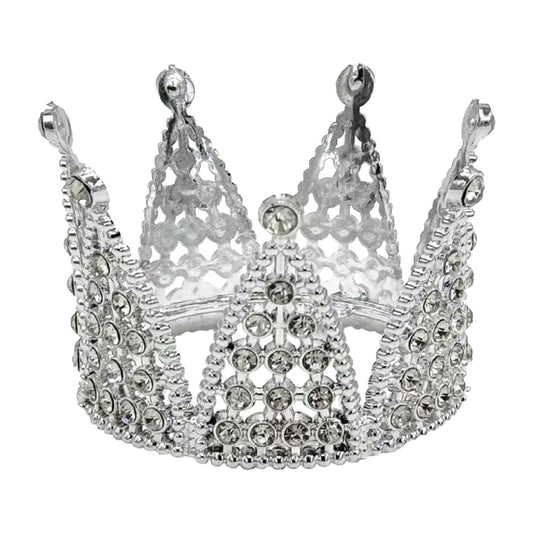 Decoración Tartas Corona con Diamantes 7,5 cm - Plata
