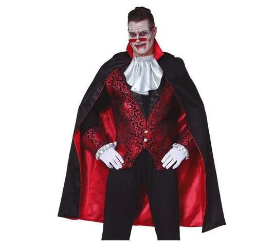 Capa de Halloween Negra con Forro Rojo 1,15 m – Disfraz Vampiro