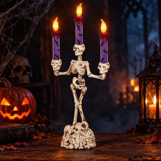 Portavelas Esqueleto con Luz 35 cm para Halloween - imagen 2