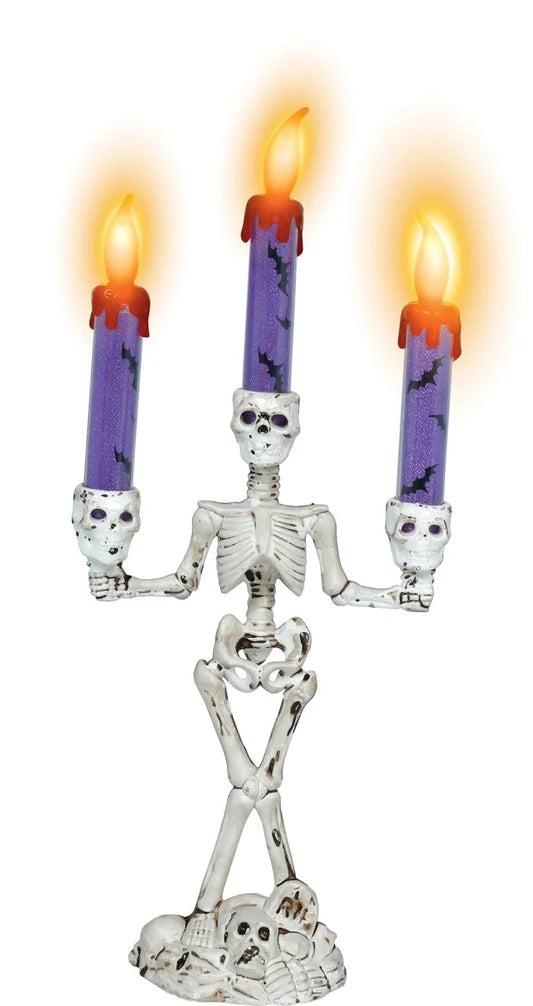 Portavelas Esqueleto con Luz 35 cm para Halloween