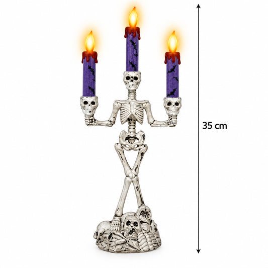Portavelas Esqueleto con Luz 35 cm para Halloween