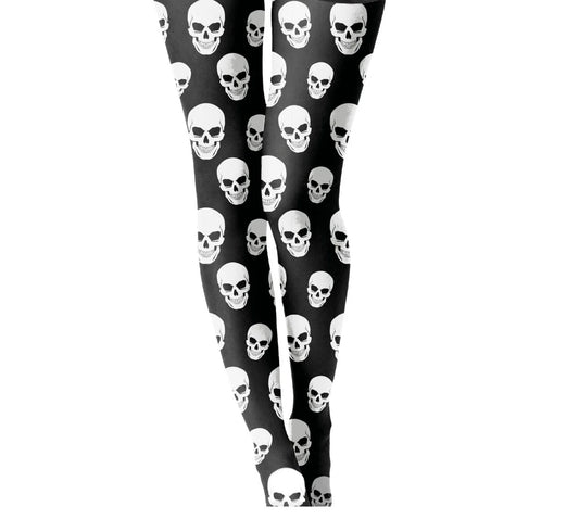Pantys Negros con Calaveras Blancas