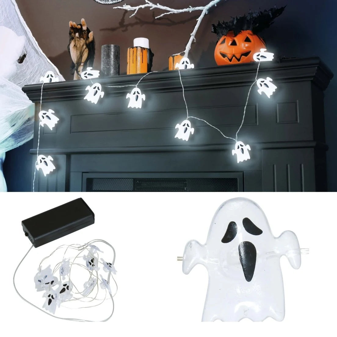 Guirnalda de luces de fantasmas para Halloween