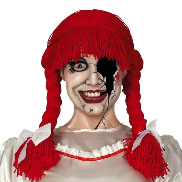 Peluca Roja Coletas Estilo Annabelle Halloween