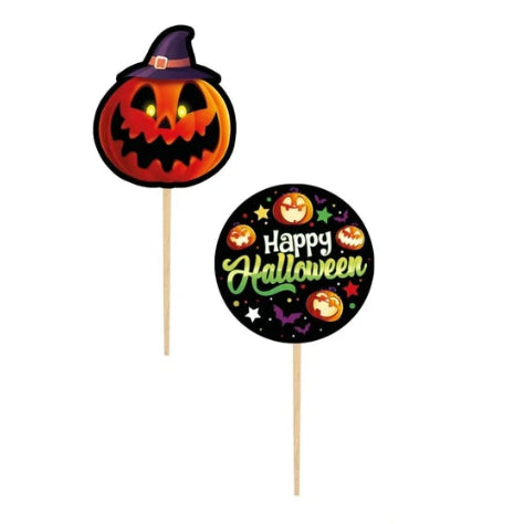 Adorno de Papel para Tarta de Halloween 6 cm, 12 uds