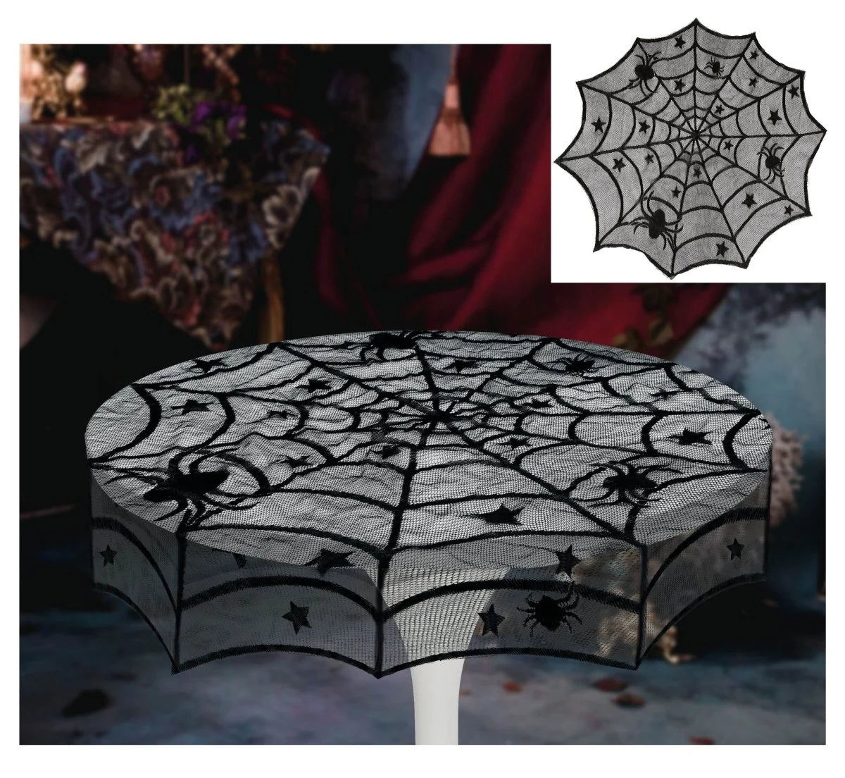 Mantel de Halloween Telaraña Negro 100 cm