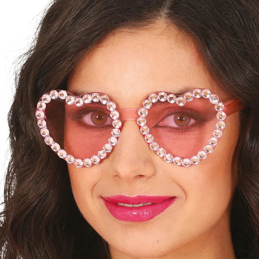 Gafas Corazón Rosa Diamantes