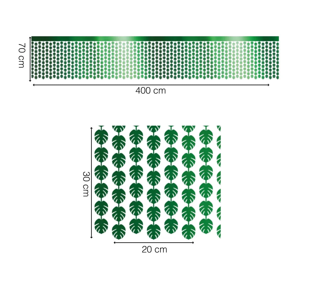 Faldon Hawaii Hojas de Palma Verde Metalizado 400x70cm