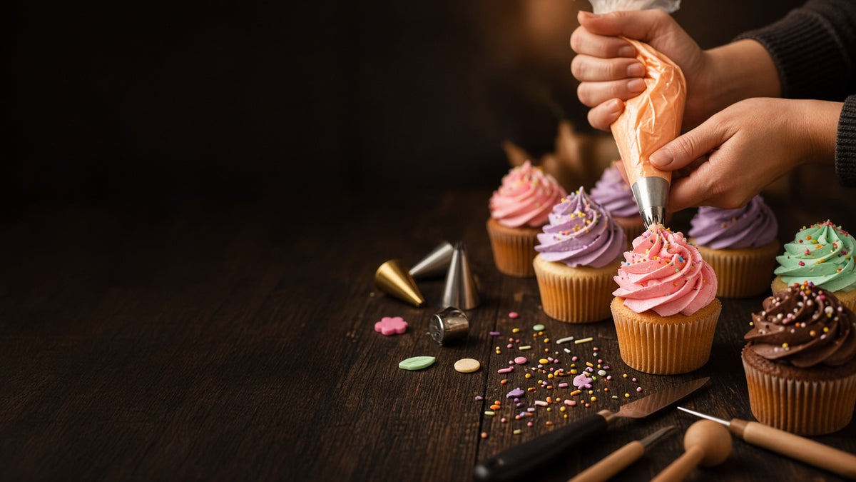 Decorando cupcakes con manga pastelera