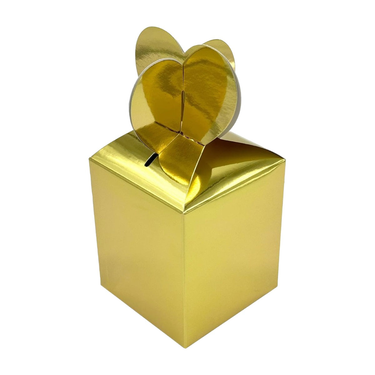 Caja de Pasteles con Tapa de Corazón 8,5 x 8,5 x 16,5 cm 3 uds - Oro
