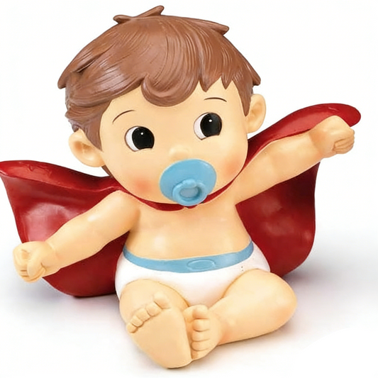 Hucha Bebé Superhéroe | Figura para Tarta de Bautizo o Cumpleaños
