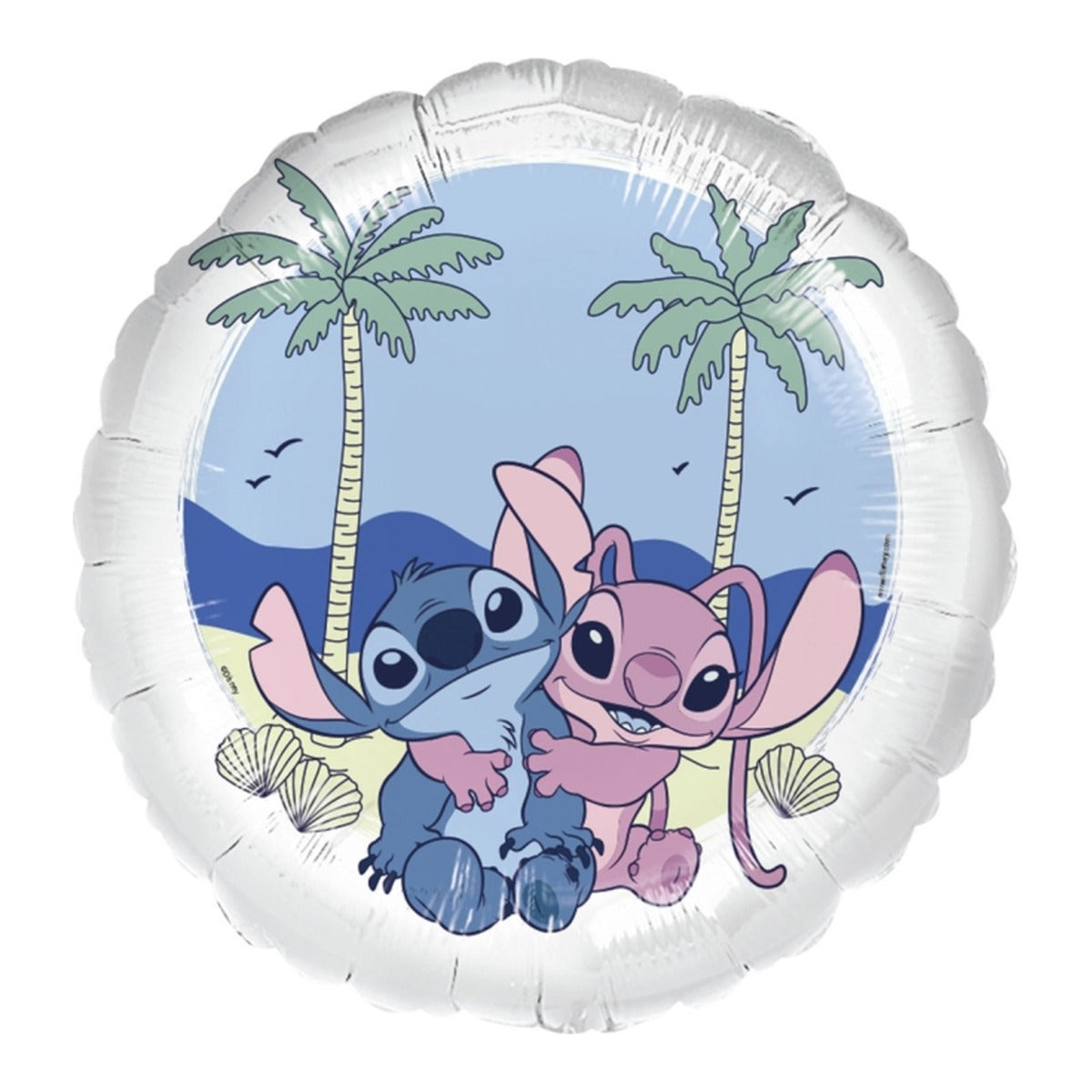 Globo Foil Stitch y Angel en la Playa 45 cm sobre fondo blanco