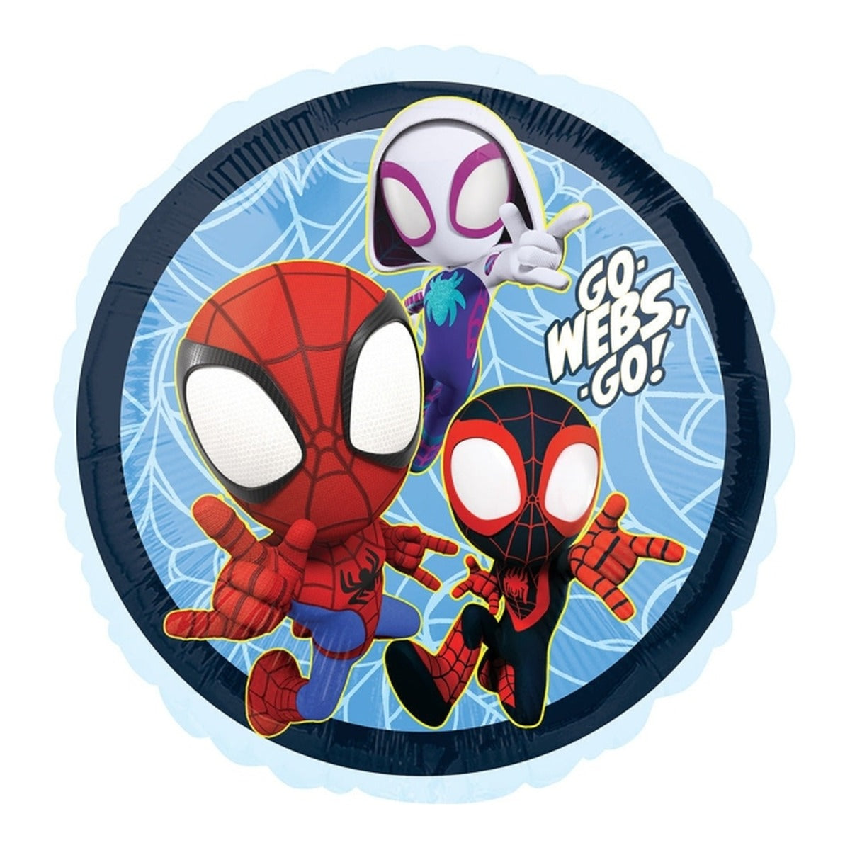 Globo Foil Spidey y sus Amigos Go Webs Go 45 cm sobre fondo blanco