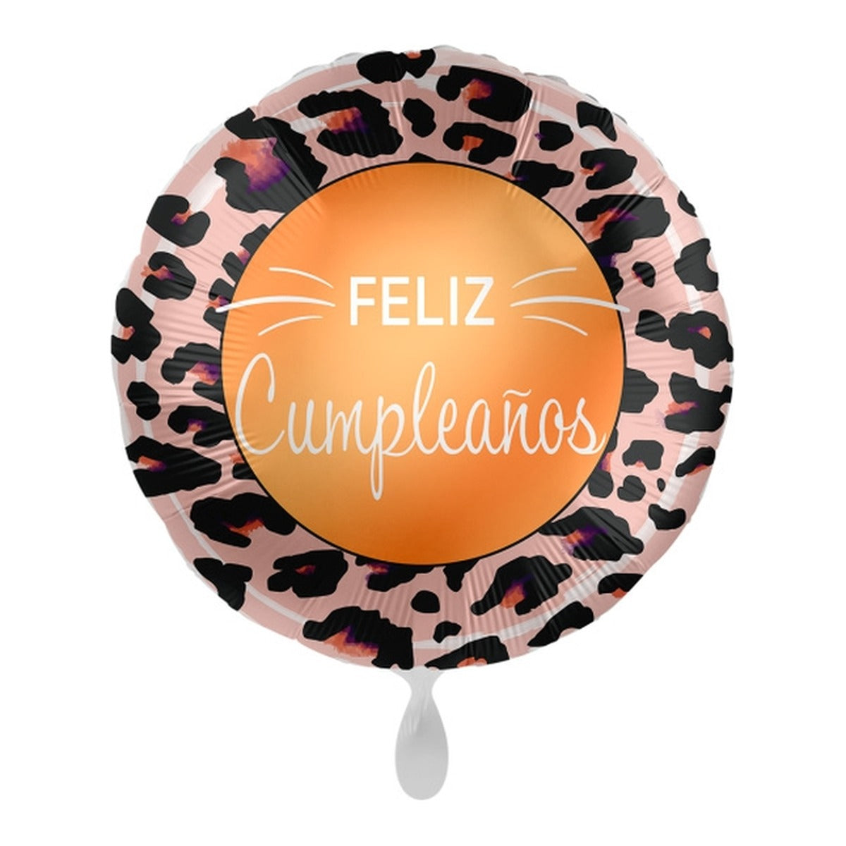 Globo foil Feliz Cumpleaños Animal Print 43 cm sobre fondo blanco