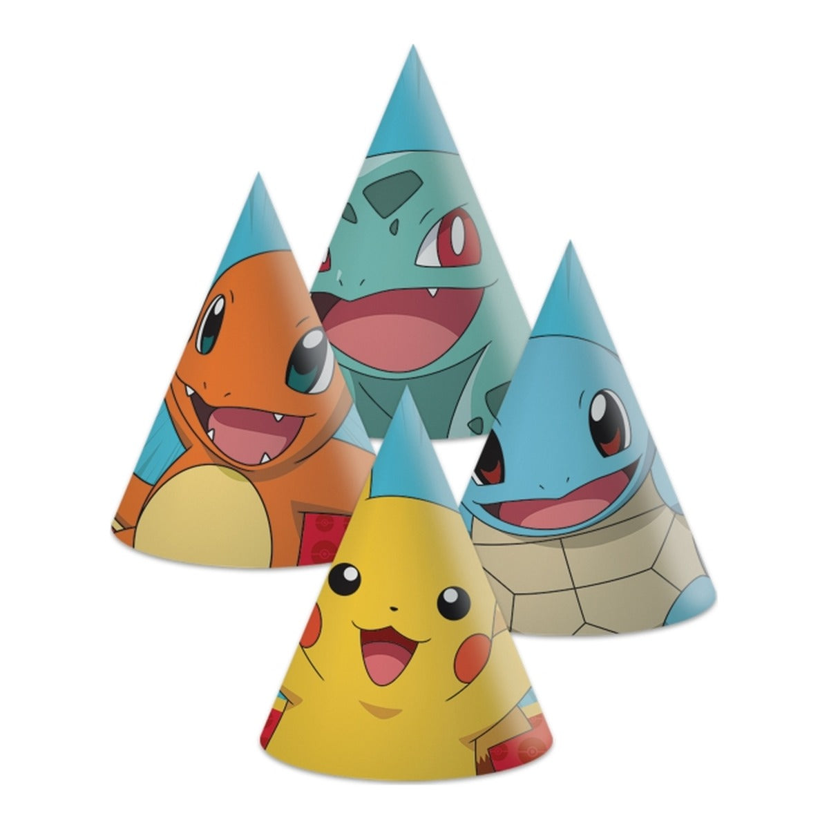Gorros Pokémon FSC 6 uds sobre fondo blanco