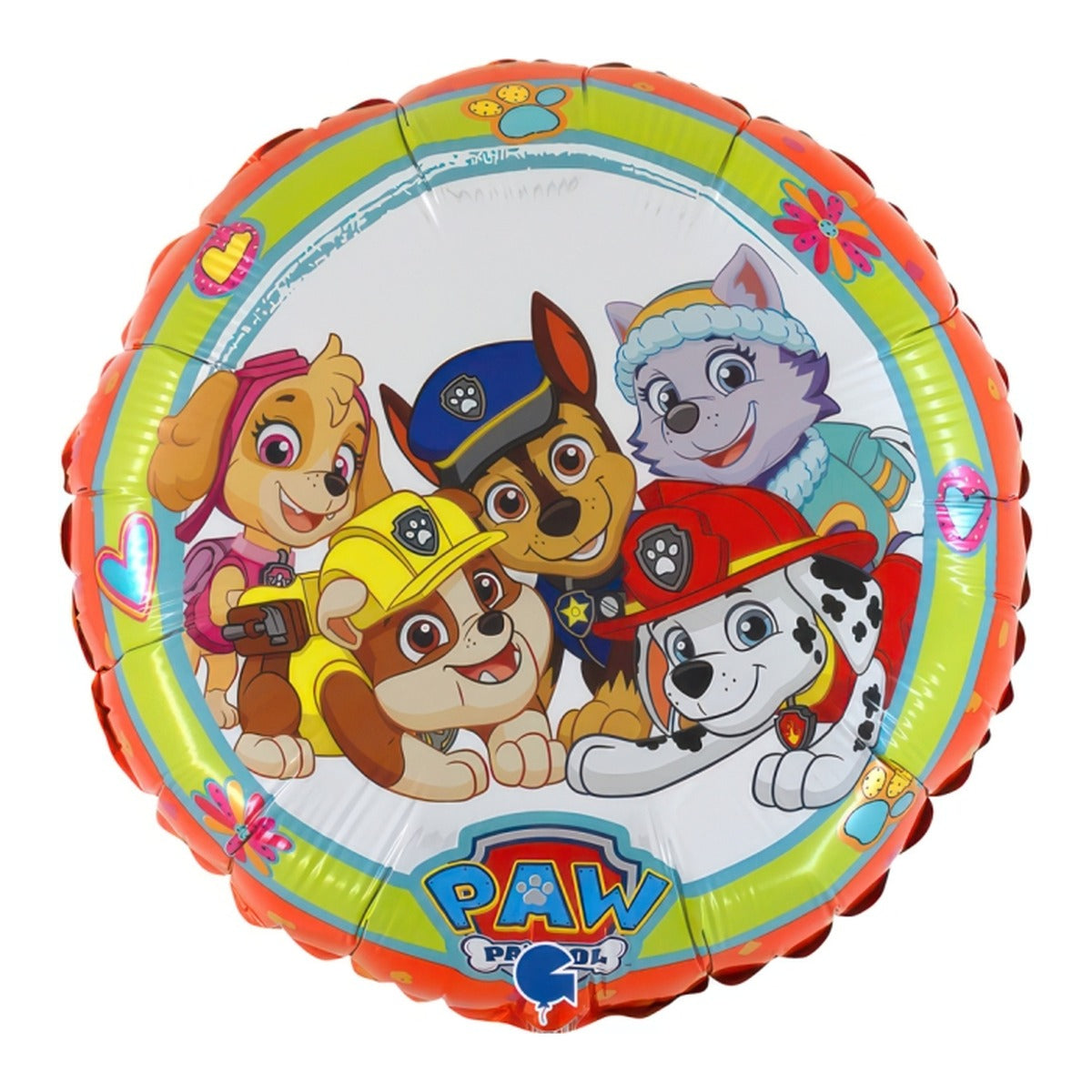 Globo Foil Patrulla Canina Grupo 46 cm sobre fondo blanco