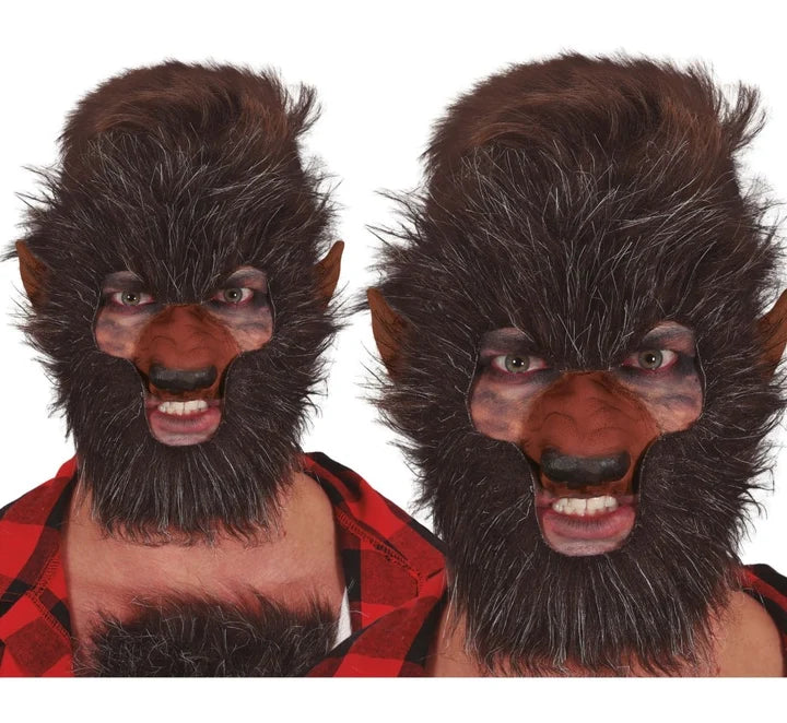 Máscara de Hombre Lobo con Pelo Sintético