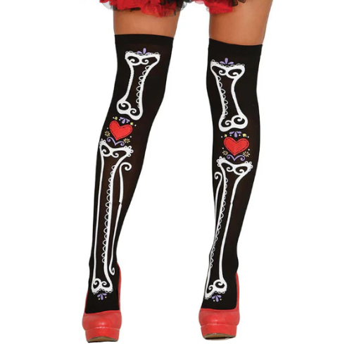 Calcetines Altos Esqueleto Mexicano – Disfraz Catrina Halloween