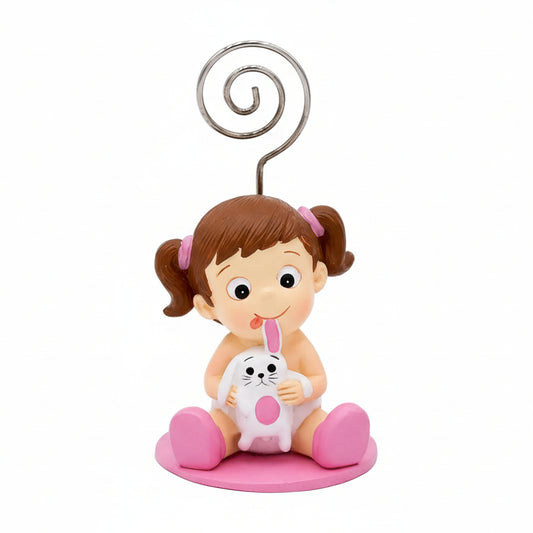 Sujeta-Tarjetas Niña Conejito 6.5 cm | Figura Decorativa