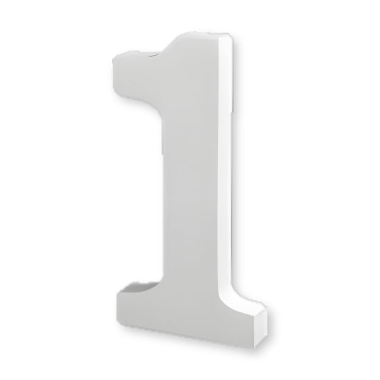 Número decorativo de madera blanca 3D 1