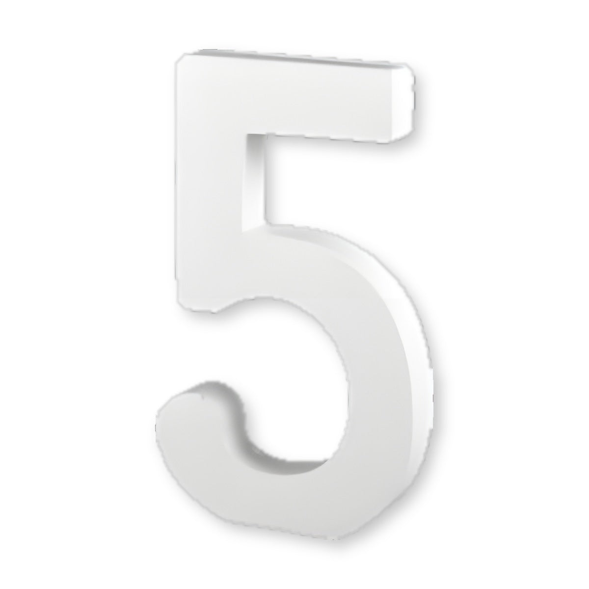 Número decorativo de madera blanca 3D 5