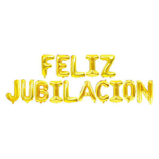 Globos Foil Letras Feliz Jubilación Oro 41 cm (16") 15 piezas