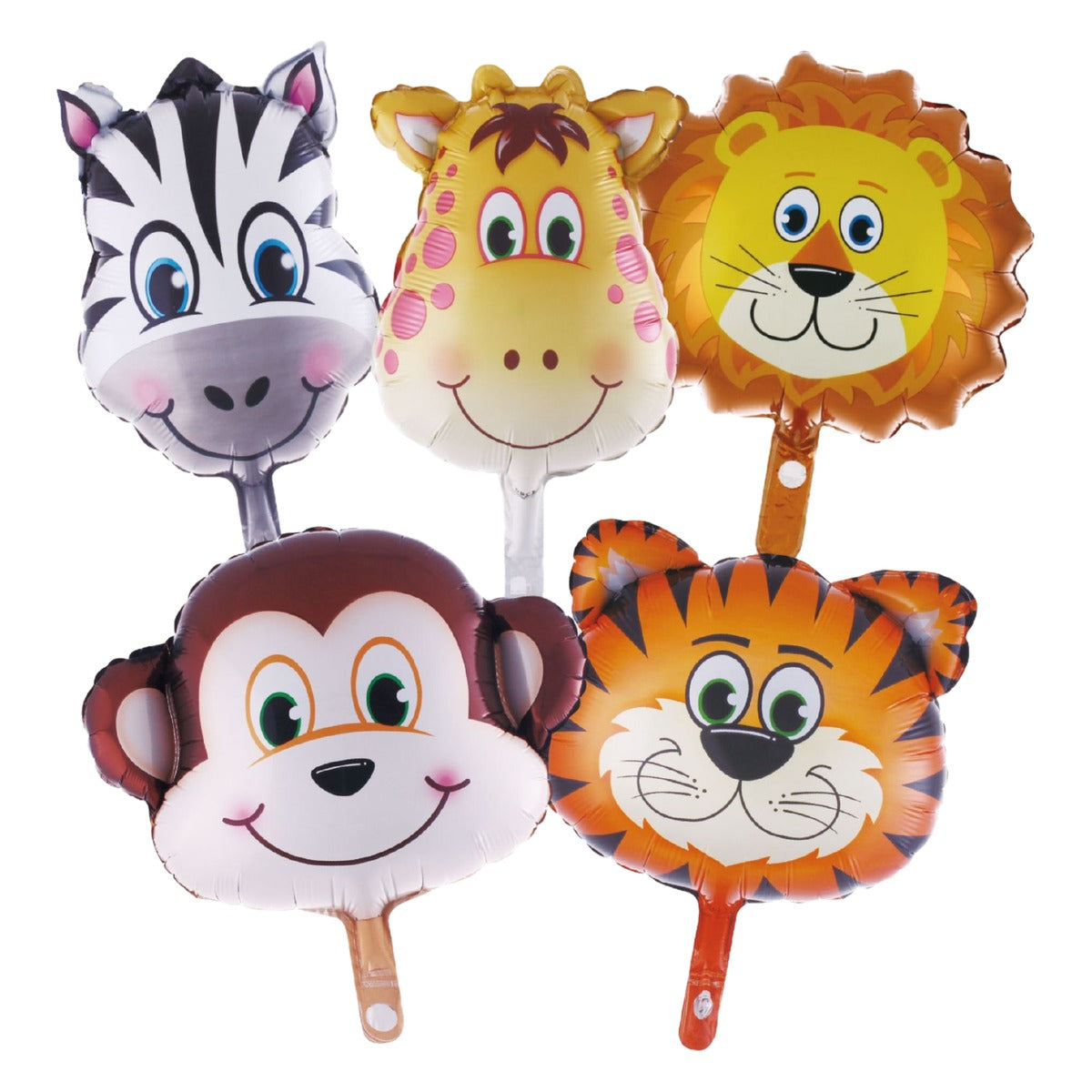 Globos Foil Mini Cabezas de Animales de la Selva 43 cm 5 uds
