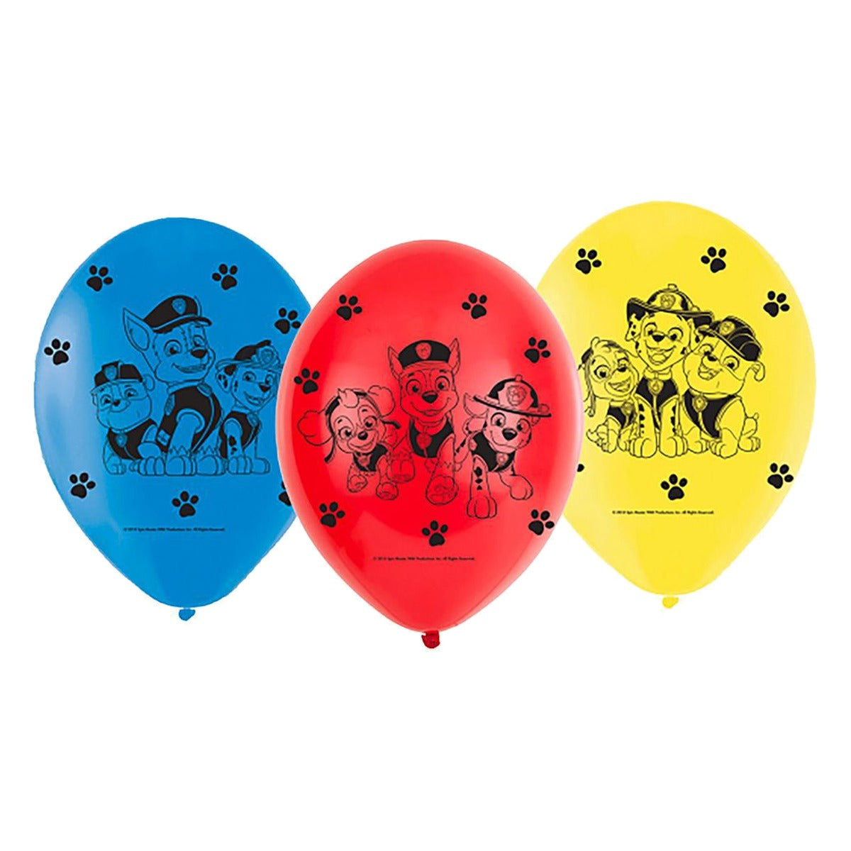Globos Látex Patrulla Canina Azul, Rojo y Amarillo 6 uds